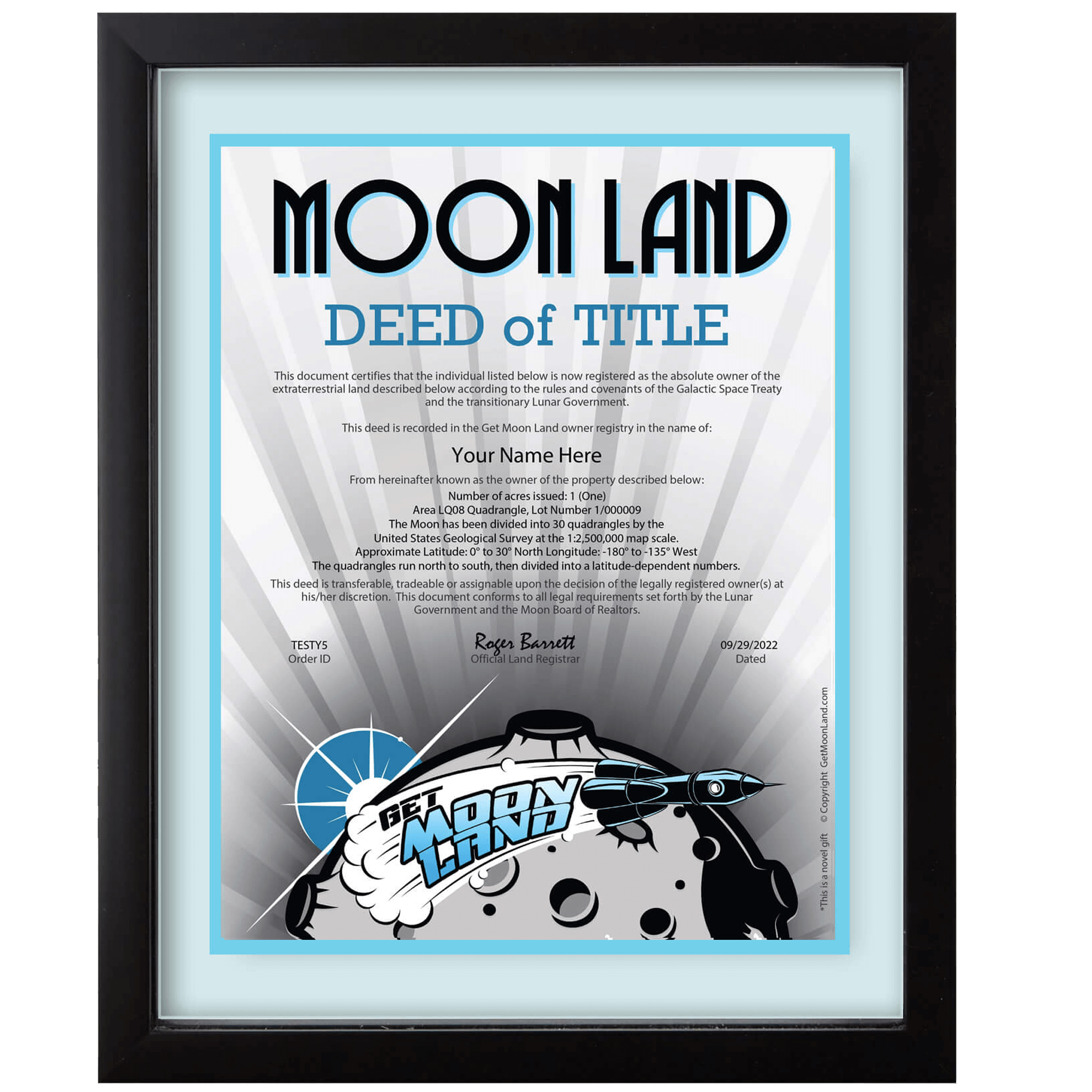Get Moon Land Deed